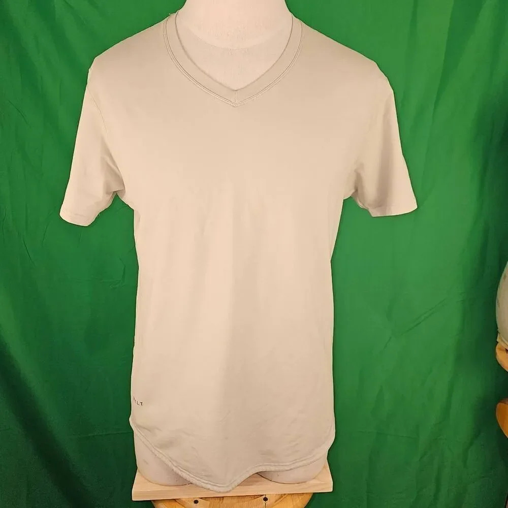 BYLT Mens Beige Short Sleeve V Neck Shirt Large